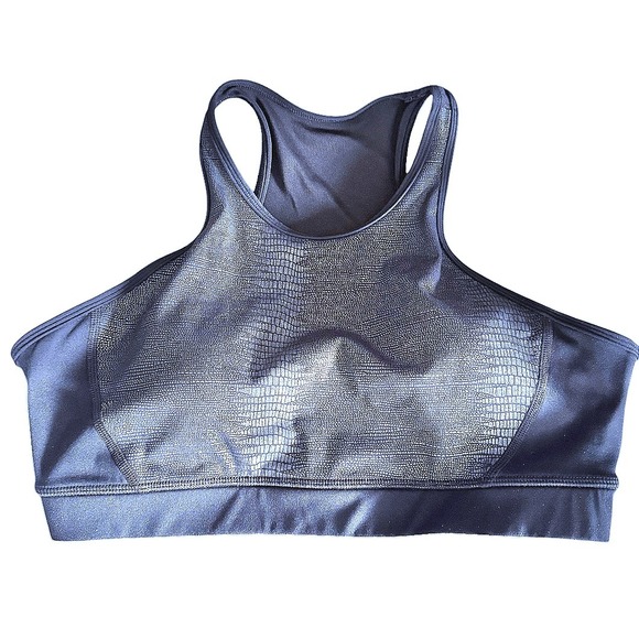 Zyia‎ Active Brilliant Black Kakadu Mesh Sports High Neck Bra Croc Print  XXL - Picture 1 of 4